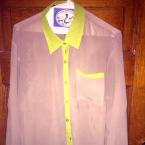 Green & Tan Sheer Ali & Kris Blouse